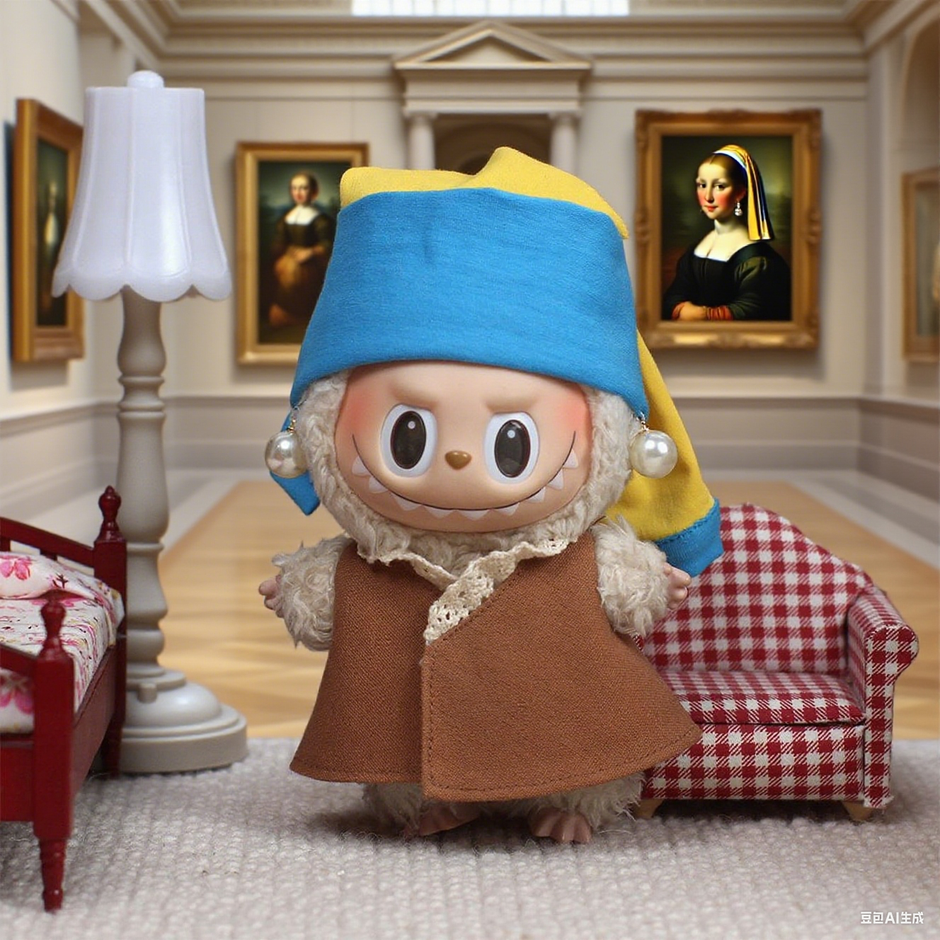 Limited Labubu Oufit Inspired by “Girl with a Pearl Earring” – Vermeer Art Series | Handmade Doll Clothes for Gen 1/2/3 - 6.7''/17cm