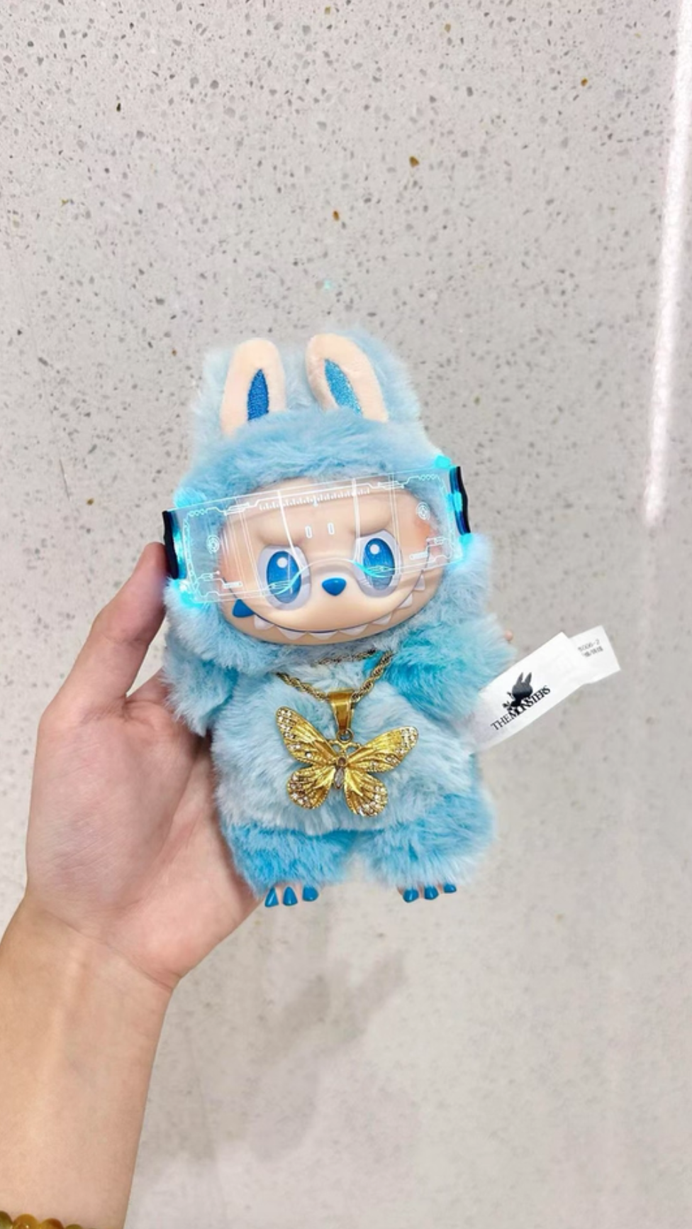 Labubu Doll Glasses - Cyberpunk Techno Cool Futuristic Mini Accessory with Glow Effect -  Fits Gen 1/2/3 - 17cm/6.7''