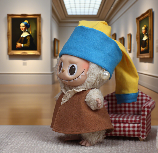 Limited Labubu Oufit Inspired by “Girl with a Pearl Earring” – Vermeer Art Series | Handmade Doll Clothes for Gen 1/2/3 - 6.7''/17cm